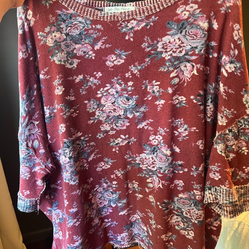 Free People You & Me Cotton Top in Red Combo